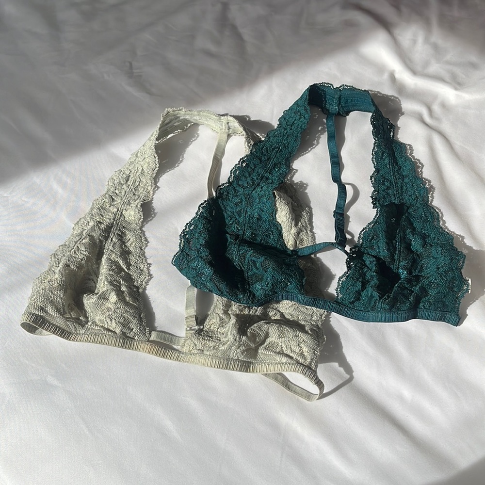 Two Free People Lace Bralettes